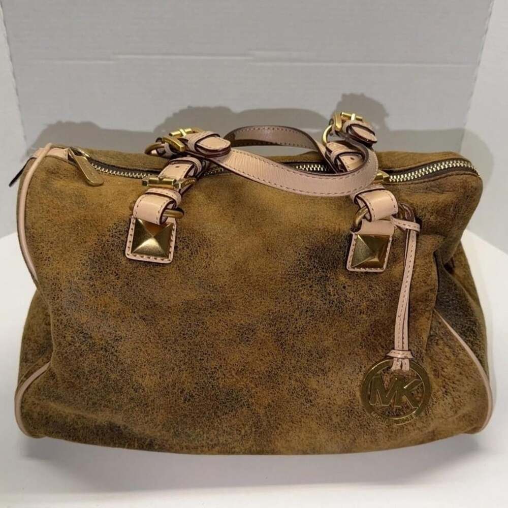 Michael Kors Suede Satchel Handbag Rustic Brown